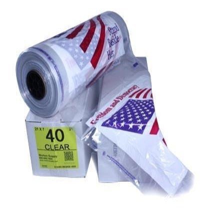[PB40AF] 40"  Printed Poly Garment Bag - American Flag, 21lb